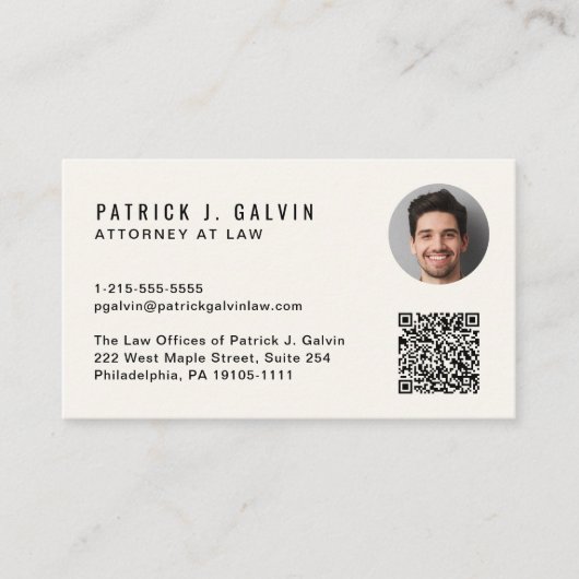 Minimale professionele QR-code fotocrème Visitekaartje (Voorkant)