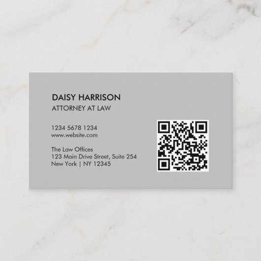 Minimale professionele QR code grijs Visitekaartje (Voorkant)