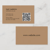 Minimale professionele QR code lichtbruin Visitekaartje (Voorkant / Achterkant)