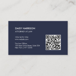Minimale professionele QR-code Navy Blue Visitekaartje