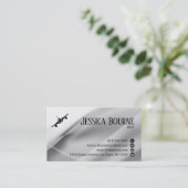 Minimale professionele QR-code Wit Zilver Pilot Visitekaartje (Staand voorkant)