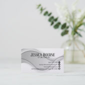 Minimale professionele QR-code wit zilver Visitekaartje (Staand voorkant)