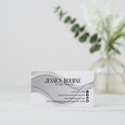 Minimale professionele QR-code wit zilver Visitekaartje (Staand voorkant)