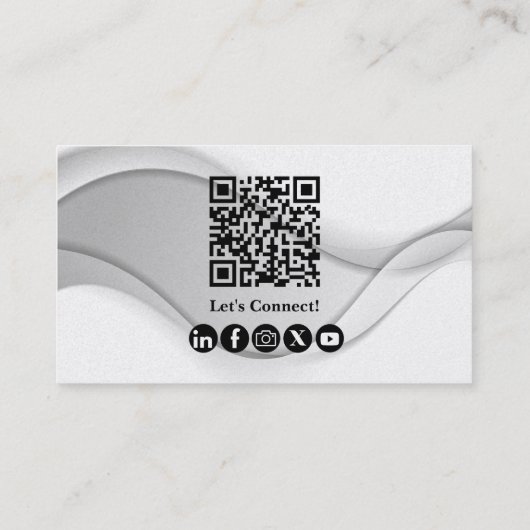 Minimale professionele QR-code wit zilver Visitekaartje (Achterkant)