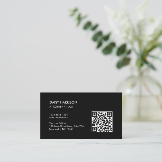 Minimale professionele QR-code zwart Visitekaartje (Staand voorkant)