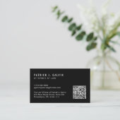 Minimale professionele QR-code zwarte visitekaart Visitekaartje (Staand voorkant)
