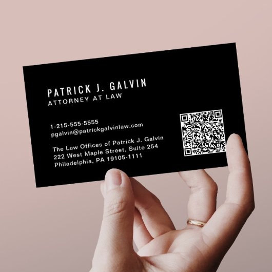 Minimale professionele QR-code zwarte visitekaart Visitekaartje