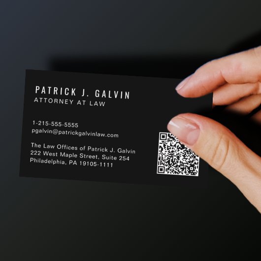 Minimale professionele QR-code zwarte visitekaart Visitekaartje