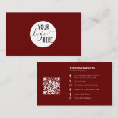 Minimale Professionele Rood Company Logo QR-code Visitekaartje (Voorkant / Achterkant)