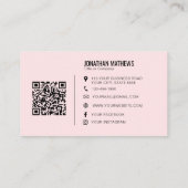 Minimale professionele roze Logo QR-code van het b Visitekaartje (Achterkant)