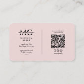 Minimale professionele roze schoonheid monogram visitekaartje (Achterkant)