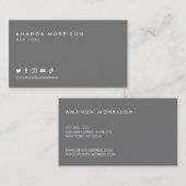 Minimale professionele sociale media donkergrijs visitekaartje (Voorkant / Achterkant)