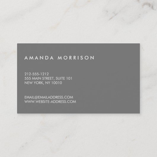 Minimale professionele sociale media donkergrijs visitekaartje (Achterkant)