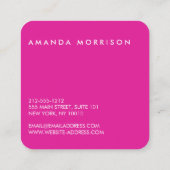 Minimale professionele sociale media, hot-roze vierkante visitekaartje (Achterkant)