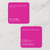 Minimale professionele sociale media, hot-roze vierkante visitekaartje (Voorkant / Achterkant)