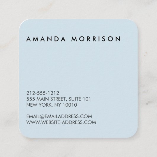 Minimale professionele sociale media Light Blue Vierkante Visitekaartje (Achterkant)