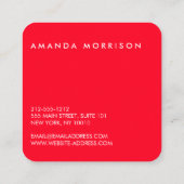 Minimale professionele sociale media Red Vierkante Visitekaartje (Achterkant)