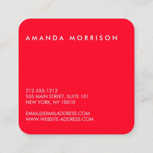 Minimale professionele sociale media Red Vierkante Visitekaartje (Achterkant)