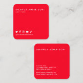 Minimale professionele sociale media Red Vierkante Visitekaartje (Voorkant / Achterkant)