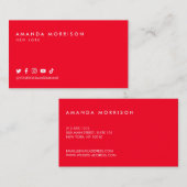 Minimale professionele sociale media Red Visitekaartje (Voorkant / Achterkant)