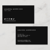 Minimale professionele sociale media zwart visitekaartje (Voorkant / Achterkant)