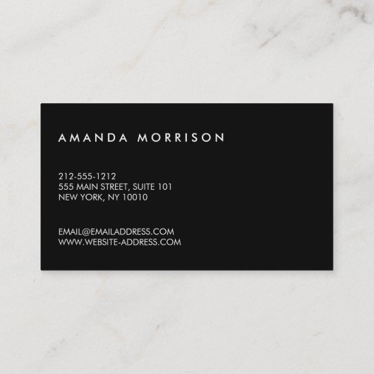 Minimale professionele sociale media zwart visitekaartje (Achterkant)