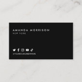 Minimale professionele sociale media zwart visitekaartje (Voorkant)