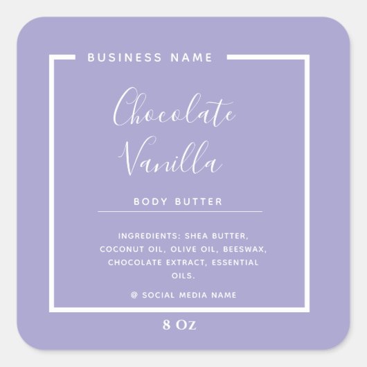 Minimale professionele typografie-lavender vierkante sticker (Voorkant)