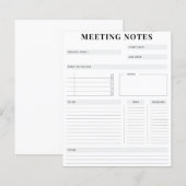 Minimale professionele vergadernotities Planner (Voorkant / Achterkant)