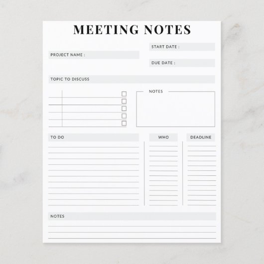 Minimale professionele vergadernotities Planner (Voorkant)