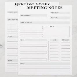 Minimale professionele vergadernotities Planner Briefhoofd