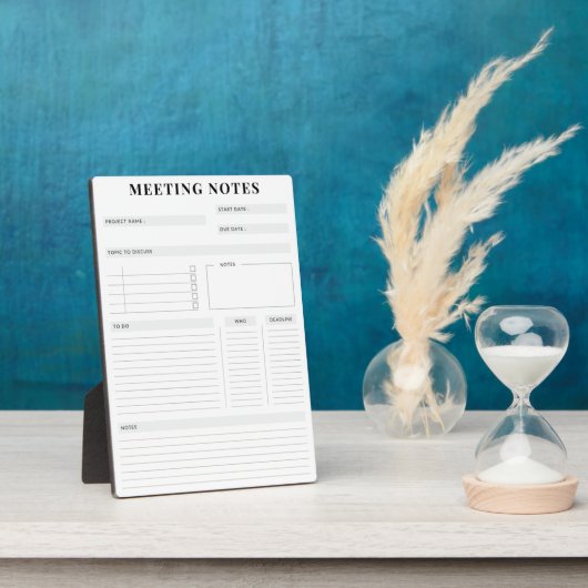 Minimale professionele vergadernotities Planner Fotoplaat (Zijkant)