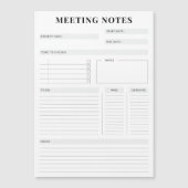 Minimale professionele vergadernotities Planner Magnetische Uitnodiging (Voorkant)