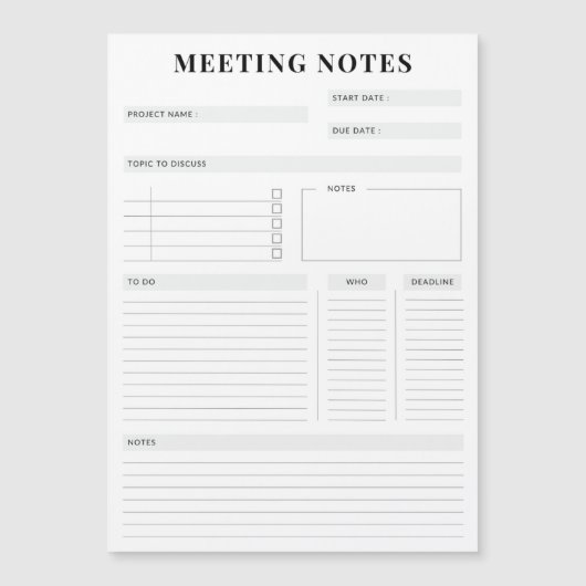 Minimale professionele vergadernotities Planner Magnetische Uitnodiging (Voorkant)