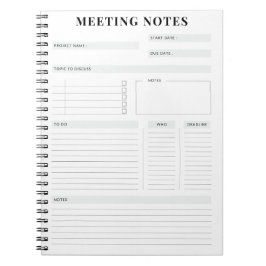 Minimale professionele vergadernotities Planner Notitieboek