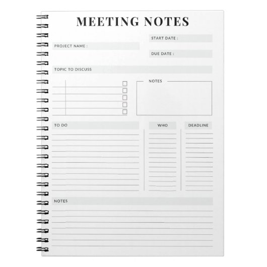 Minimale professionele vergadernotities Planner Notitieboek (Voorkant)