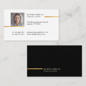 Minimale professionele zwart-gouden fotolay-out visitekaartje (Voorkant / Achterkant)