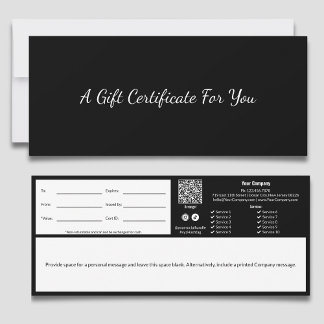 Minimale professionele zwart-wit cadeaubon