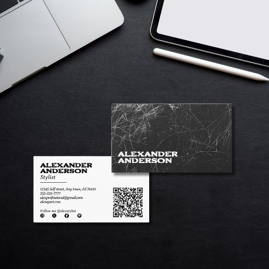 Minimale professionele zwarte houtskool krabbel visitekaartje