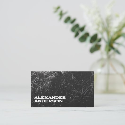 Minimale professionele zwarte houtskool krabbel visitekaartje (Staand voorkant)