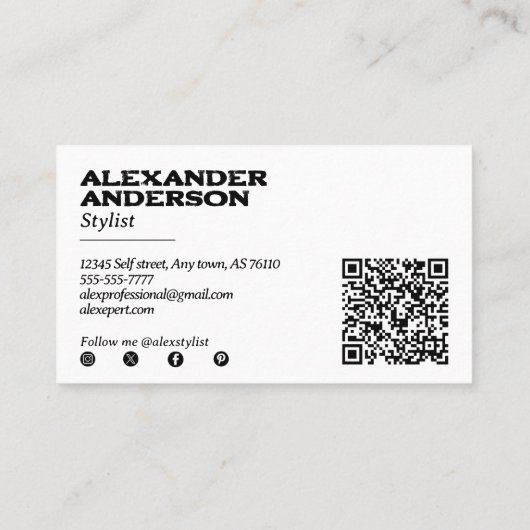 Minimale professionele zwarte houtskool krabbel visitekaartje (Achterkant)