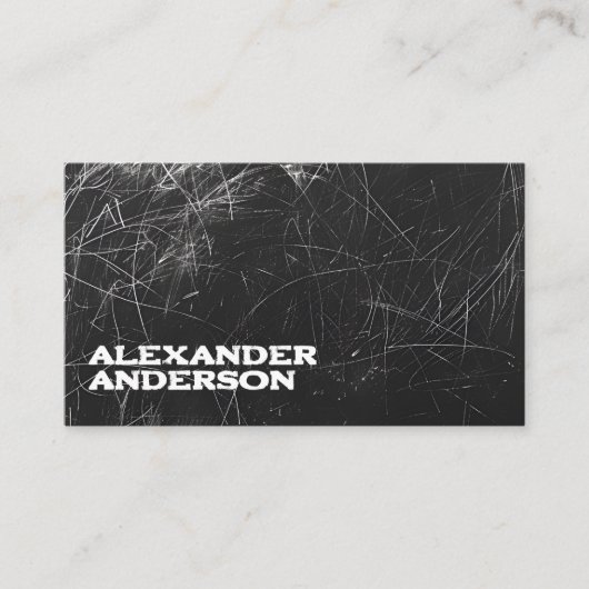 Minimale professionele zwarte houtskool krabbel visitekaartje (Voorkant)