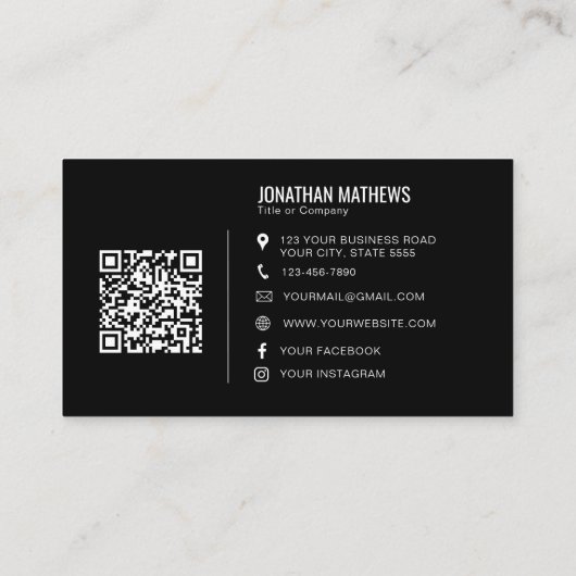 Minimale professionele zwarte Logo QR-code van het Visitekaartje (Achterkant)