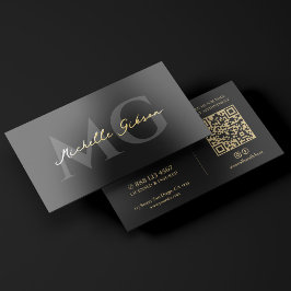 Minimale professionele zwarte monogram gouden init