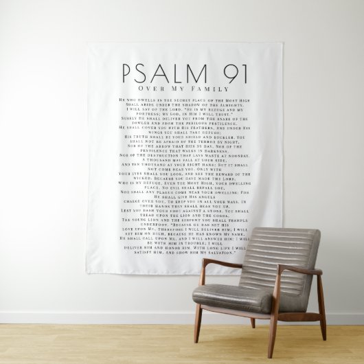 Minimale Psalm 91 Verse over mijn Christelijke fam Wandkleed (In situ)