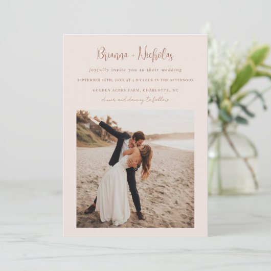 Minimale QR-code Boho All in One Wedding Kaart (Staand voorkant)