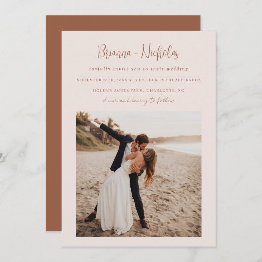 Minimale QR-code Boho All in One Wedding Kaart (Voorkant / Achterkant)