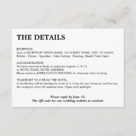 Minimale QR-code bruiloft details behuizing Kaart