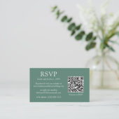 Minimale QR-code bruiloft Eucalyptus Green RSVP Informatiekaartje (Staand voorkant)