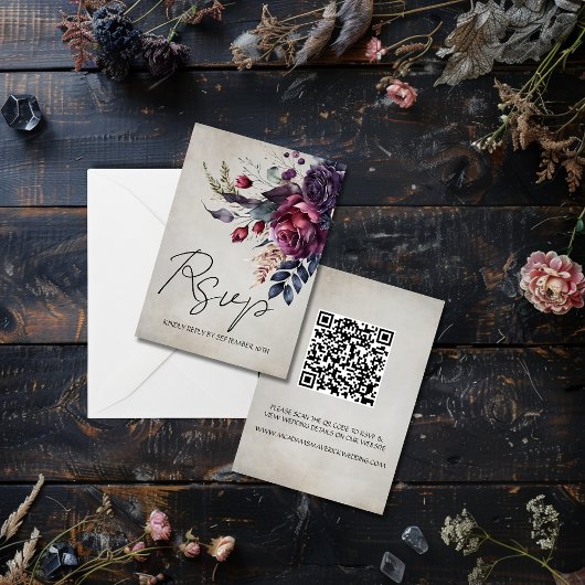 Minimale QR-code bruiloft RSVP-respons Kaart
